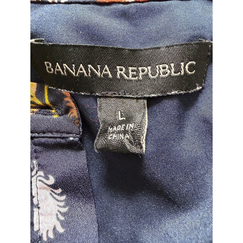 Banana Republic Navy Blue Feather Print Pintuck Shirt Dress Long Sleeve - Picture 13 of 15